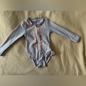 Little Me Striped One Piece Swim - Blue and Orange